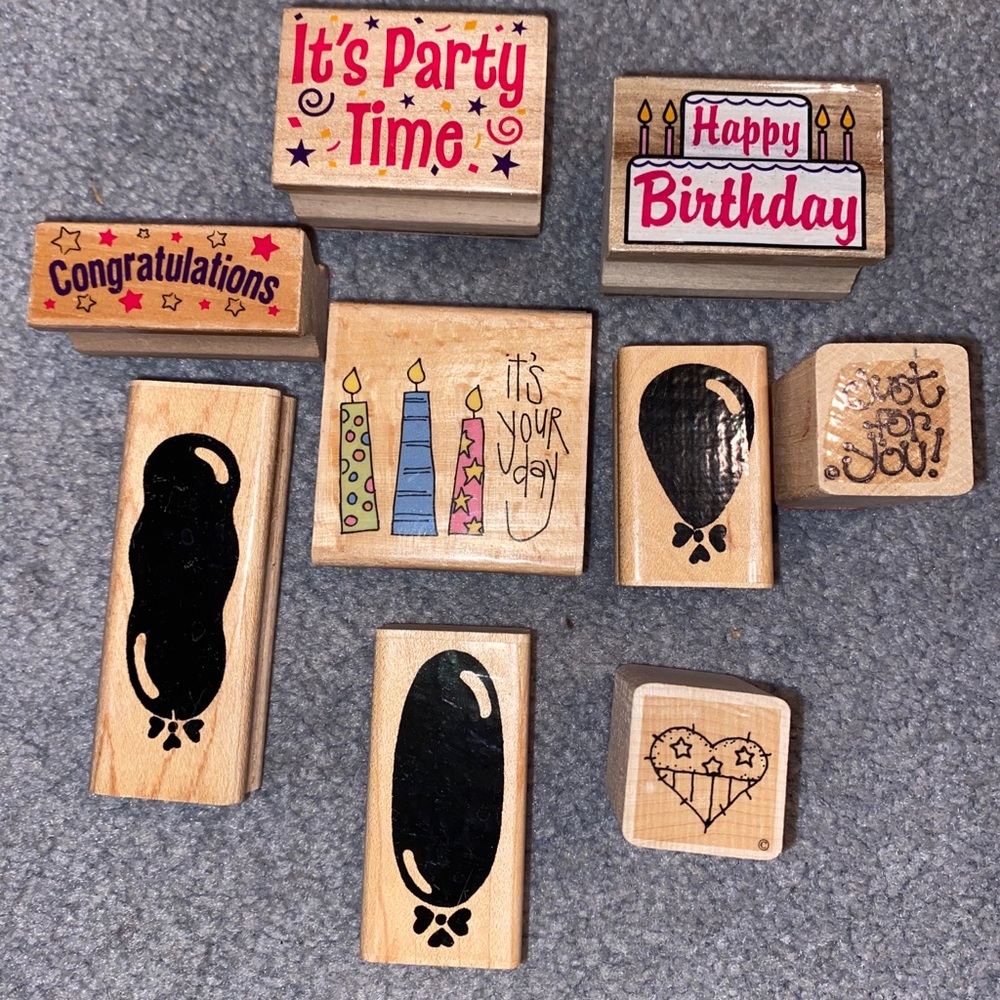 Happy birthday 🎊🎈 themed rubber stamps